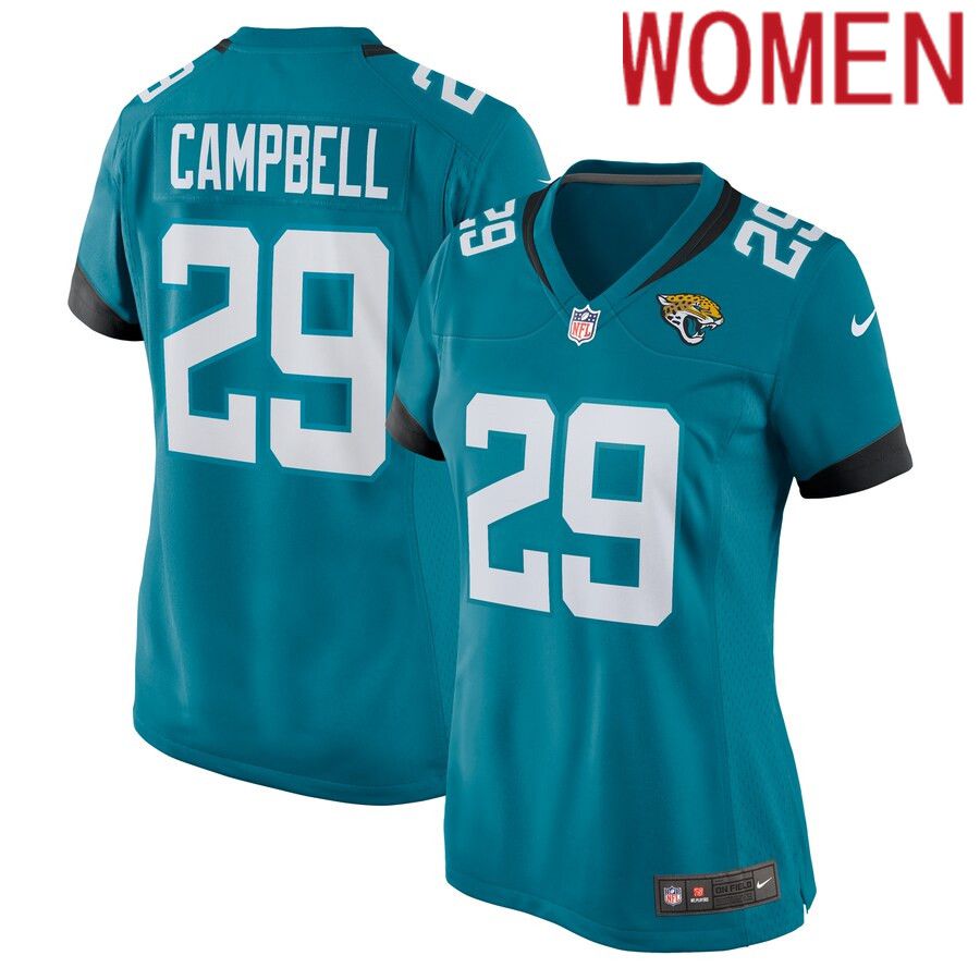 Women Jacksonville Jaguars #29 Tevaughn Campbell Nike Teal Home Game Player NFL Jersey->women nfl jersey->Women Jersey